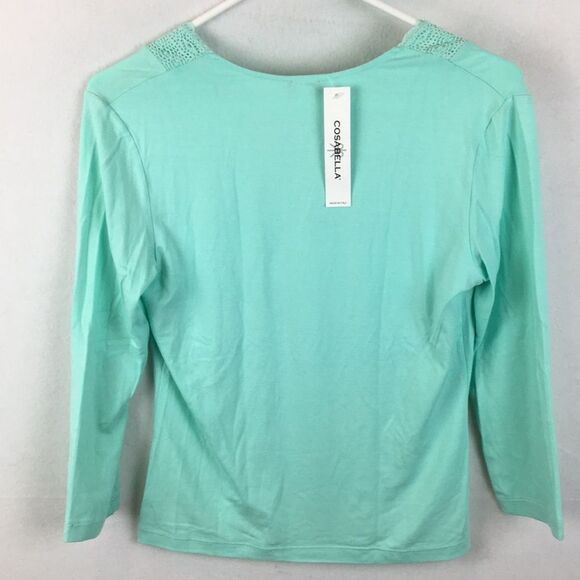 Cosabella Lace Trim Blue Long Sleeve Top M NEW - Picture 6 of 11